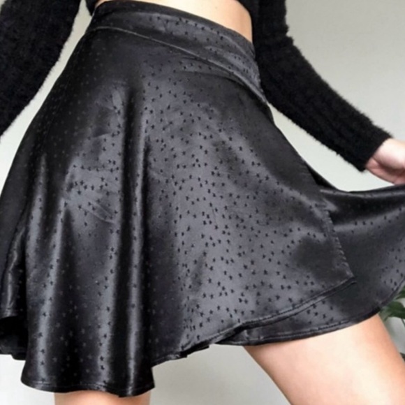 Free People Dresses & Skirts - Free People Black Satin Skirt with Stars.